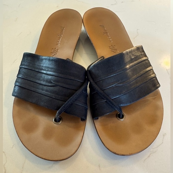 Paul Green Shoes - Paul Green Black Leather Slide Sandals Rubber Sole / AU 5 / US 6